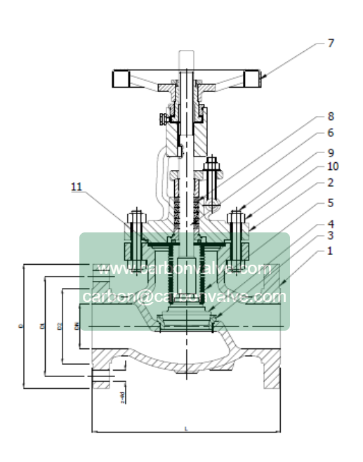 bellow sealed globe valves drawing