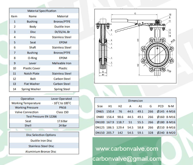 lug butterfly valve with top pad